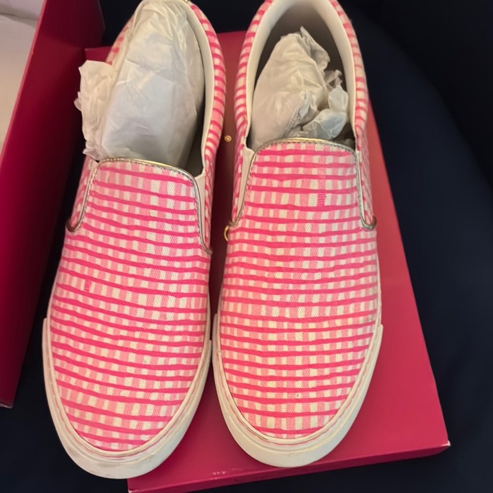 Lilly Pulitzer Pink and White Slip-On Sneakers